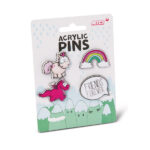 T&F 2020/2 - Pins Acrílicos, set 4un (arco-iris + unicornio rosa + friends forever + unicornio Rubi de la Rosa)