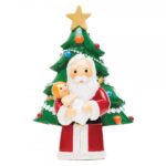 Pai Natal com menino Jesus e árvore