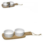 Tábua de bambu c/2 taças cerâmica