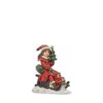 NATAL - Menina c/trenó poliresina