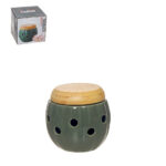 Caixa p/alhos porcelana e bambu