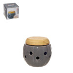 Caixa p/alhos porcelana e bambu