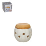 Caixa p/alhos porcelana e bambu