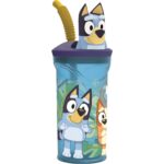 BLUEY - Copo c/palhinha e tampa 3D
