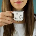 2 Chávenas de Café em Porcelana - Cão e Gato - Image 2