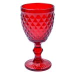 Caixa 6 copos c/pé 250ml Vermelho Vintage