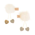 Amandine - Ganchos de cabelo c/pompom e glitter dourado