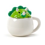 Caneca de cerâmica c/tampa animal - Dinossauro Verde