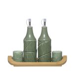 Porcelana - Galheteiro 4pcs c/suporte bambu