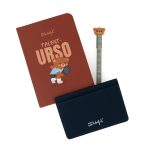 Conjunto caderno A6 + porta-cartões + esferográfica apagável Bo-Bo - Urso