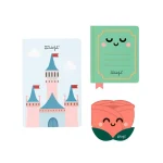 Conj. 3 cadernos/bloco de notas - Castelo, Livro e Rosa