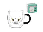 Caneca vidro Gato branco