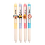 Set 4 esferográficas apagáveis - Panda Vermelho, Abelha, Capivara e Ouriço