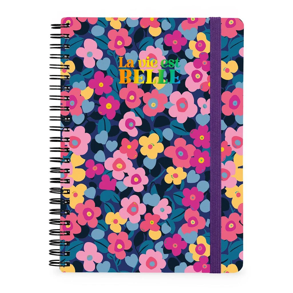 A4NOTS0066_1 Caderno A4 espiral pautado - Flowers - Image 1