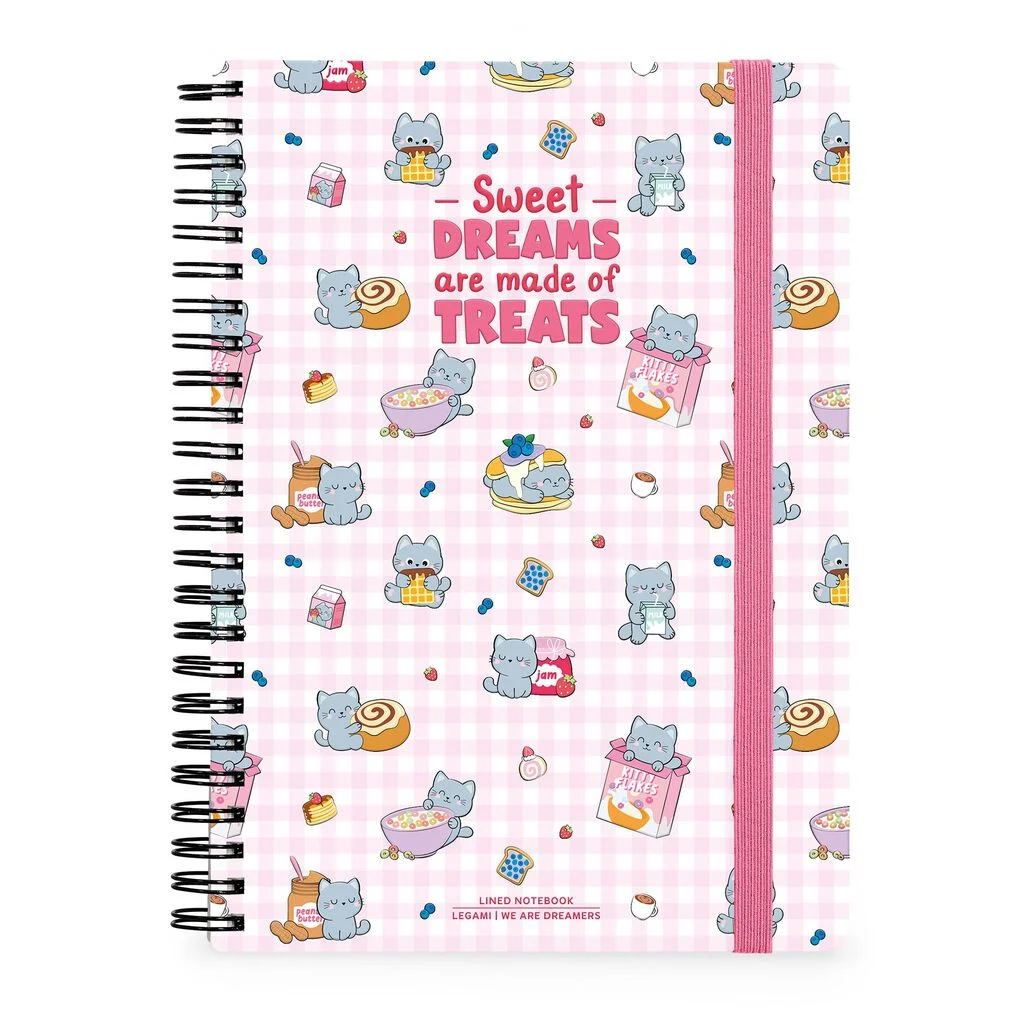 A4NOTS0067_1 Caderno A4 espiral pautado - Kitty - Image 1