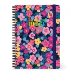 Caderno A5 espiral pautado - Flowers